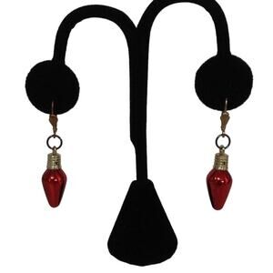 Christmas Tree Light Bulb Dangle Earrings Goldtone Lever Backs Xmas Holiday